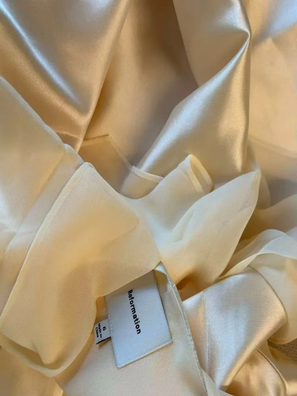 BEST Reformation Ecru Mini Dress Sz6 Butter Cream Scarf Wedding Party Cocktail - Picture 10 of 15